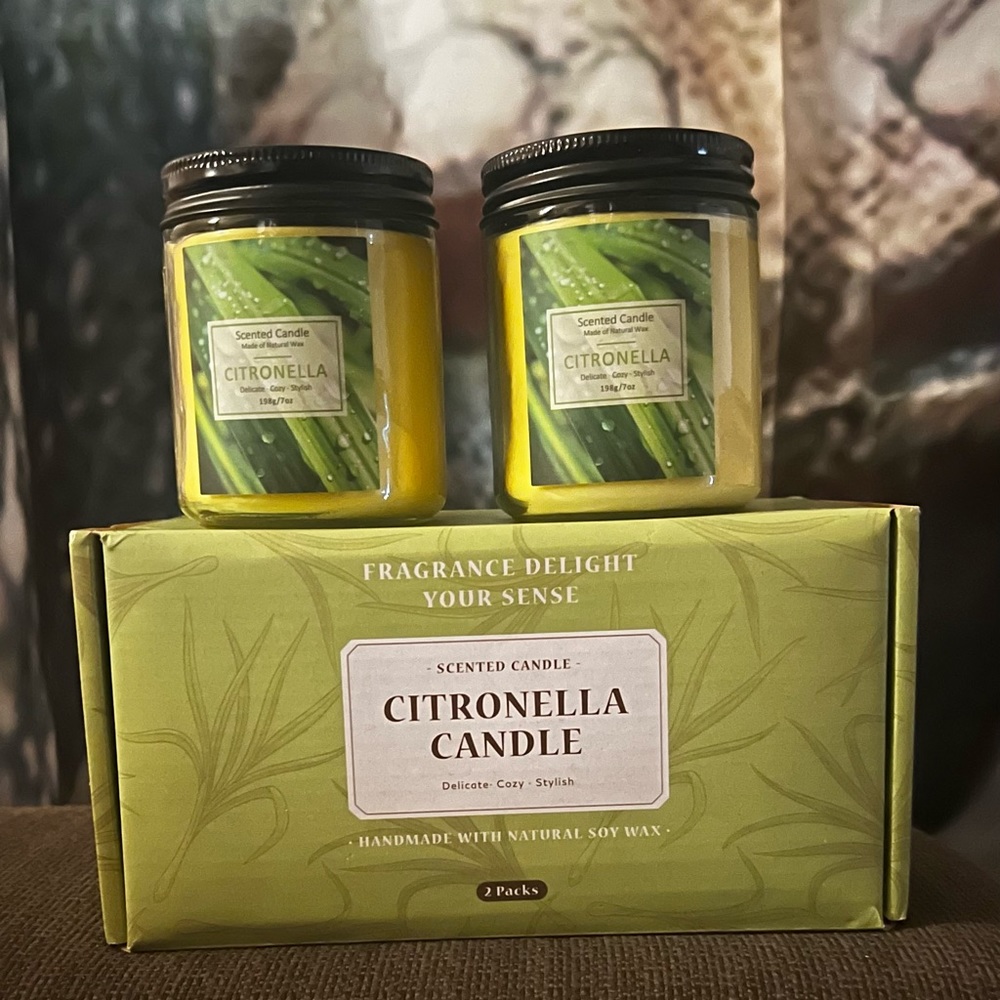 Citronella Candles Outdoor Large, 2 Pack ，7 OZ /each  Scented Candle